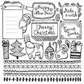 Set of cute hand drawn Christmas elements Royalty Free Stock Photo